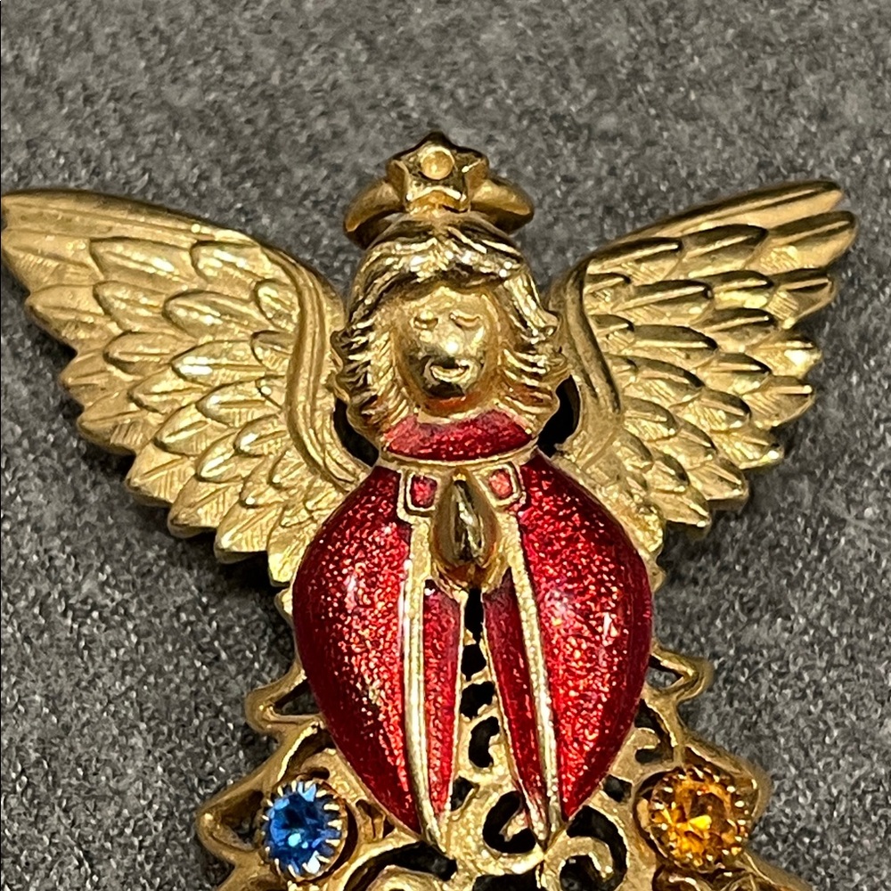 Vintage Weingeroff Filigree Angel Brooch & Earrings Set - Picture 2 of 7